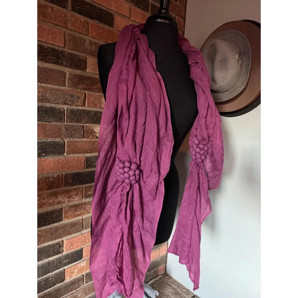 Anthropologie Purple Textured Scarf with Gathered Accents Women's Accessory‎